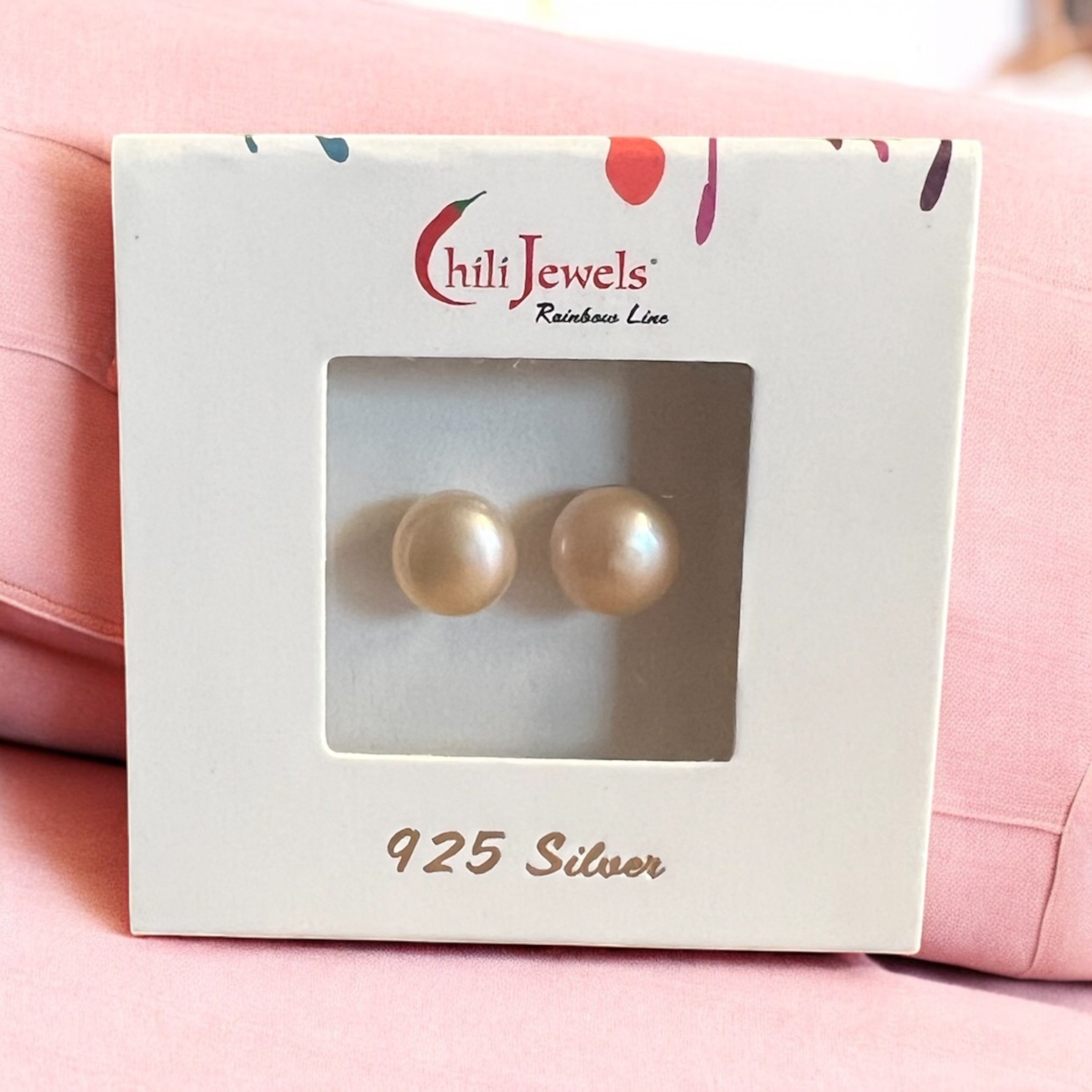 Echte Süßwasserperlen Ohrringe – 925 Silber | Lachsfarben